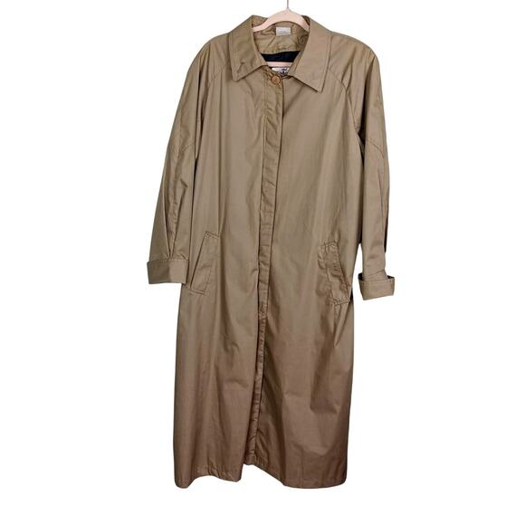 THE TOTES COAT Women's Vintage 80s Tan Button Up Rain Trench Coat Pockets Sz 18½ - Picture 1 of 13